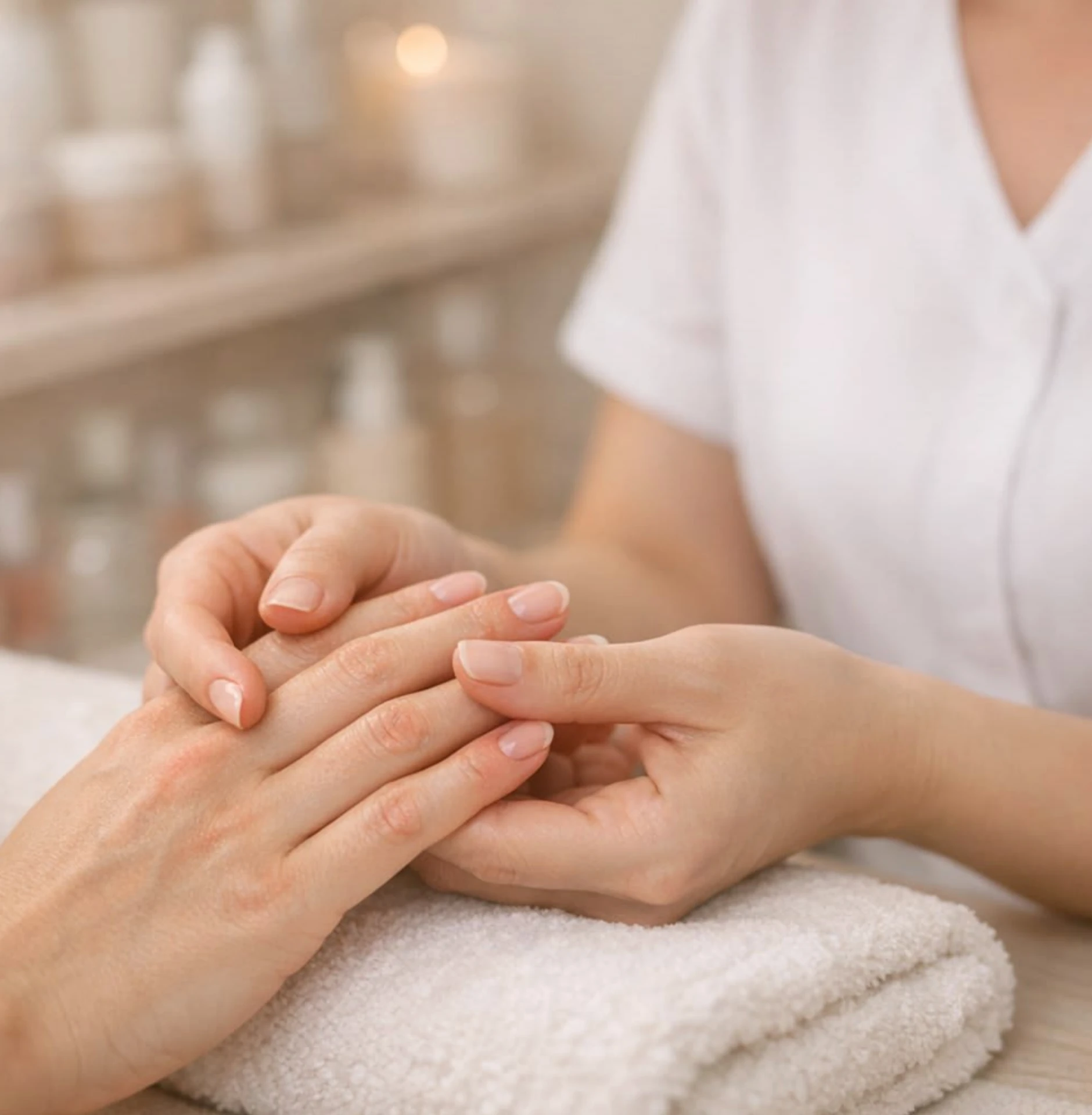 Technician performing a detailed manicure